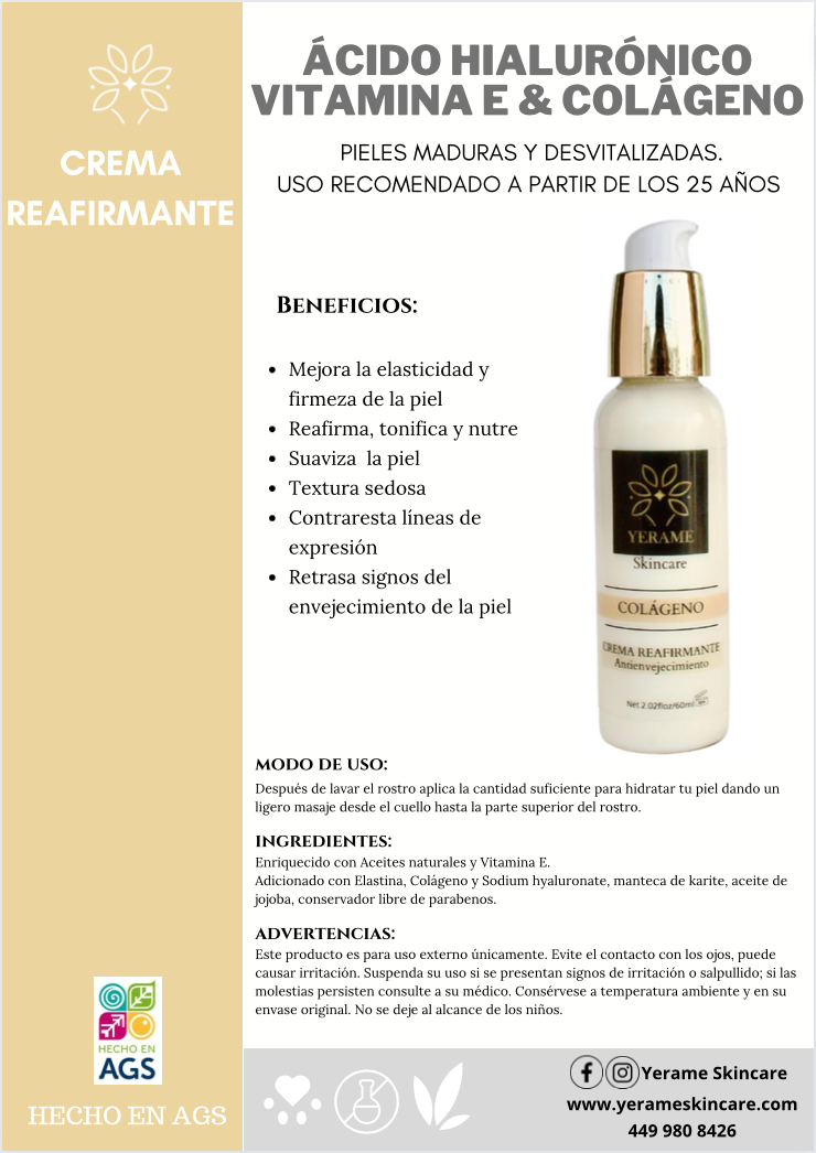 Crema Reafirmante Colágeno & Ácido Hialurónico