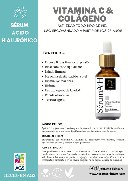 Ácido Hialurónico + Vitamina C & Colágeno