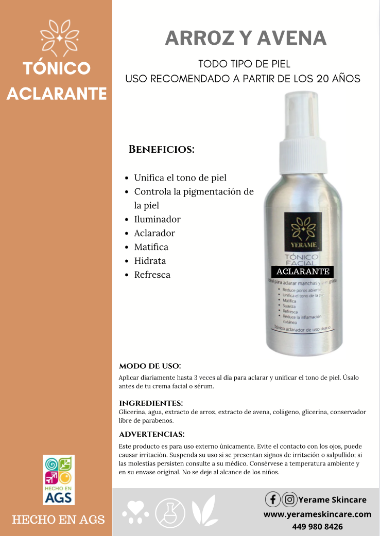 Tónico Facial Aclarante/Hidratante